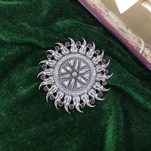 925 Sterling Silver Handmade Pendant, Antique Silver With Kundan Stones Pendant, Silver Wedding Pendant, Gift For Her, Weight~ 28 Grams