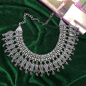 Handmade~ 925 Sterling Silver Wedding Necklace, Indian Design Silver Necklace, Antique Silver Necklace, Gift for Her, Weight~ 166.8 Grams