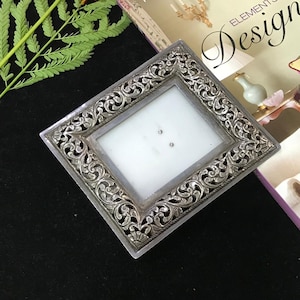 925 Sterling Silver Frame, Handmade Silver Photo Frame, Flower Design Photo Frame, Home Decor Photo Frame, Gift For Her, Weight~ 92 Grams