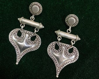 Boucles d&#39;oreilles faites main en argent sterling 925, Boucles d&#39;oreilles de mariage indiennes en argent, Boucles d&#39;oreilles de mariée en argent antique, Cadeau pour elle, Poids ~ 37,4 grammes