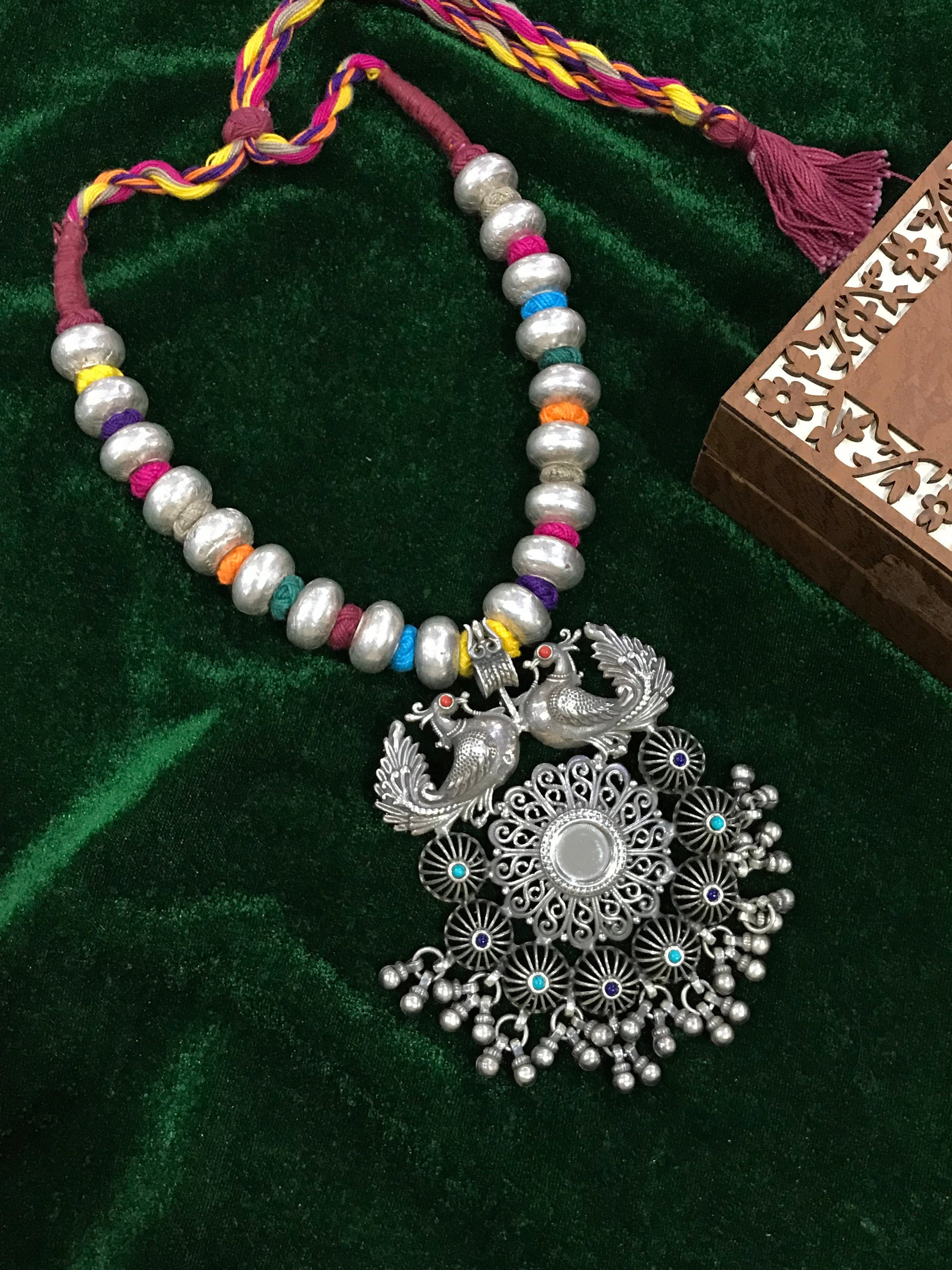 Traditional Rajasthani Necklace in 925 Sterling Silver Multi Etsy UK