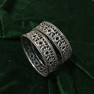 2 Pieces, 925 Sterling Silver Handmade Bangle, Silver Wedding Bangle, Anniversary Gift, Silver Jewellery Bangle, Weight~ 49.8, Size~ 2.8