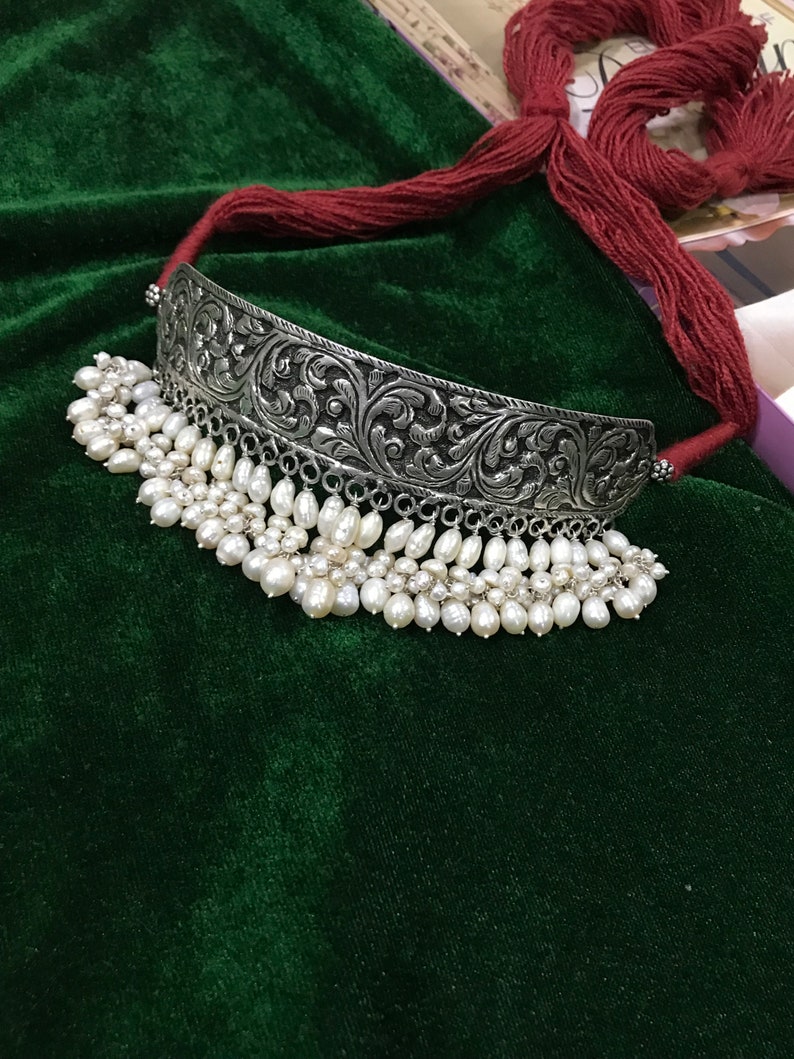 Traditional Rajasthani Chokar Necklace With Pearls in 925 Etsy