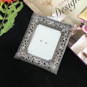 Handmade Silver Frame, 925 Sterling Silver Photo Frame, Beautiful Flower Design Photo Frame, Gift For Her, Weight~ 106 Grams