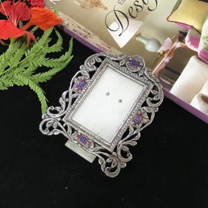 Enamel Work Frame, Beautiful Enamel Design Photo Frame, 925 Sterling Silver Photo Frame, Handmade Silver Frame For Gift, Weight~ 60.7 Grams
