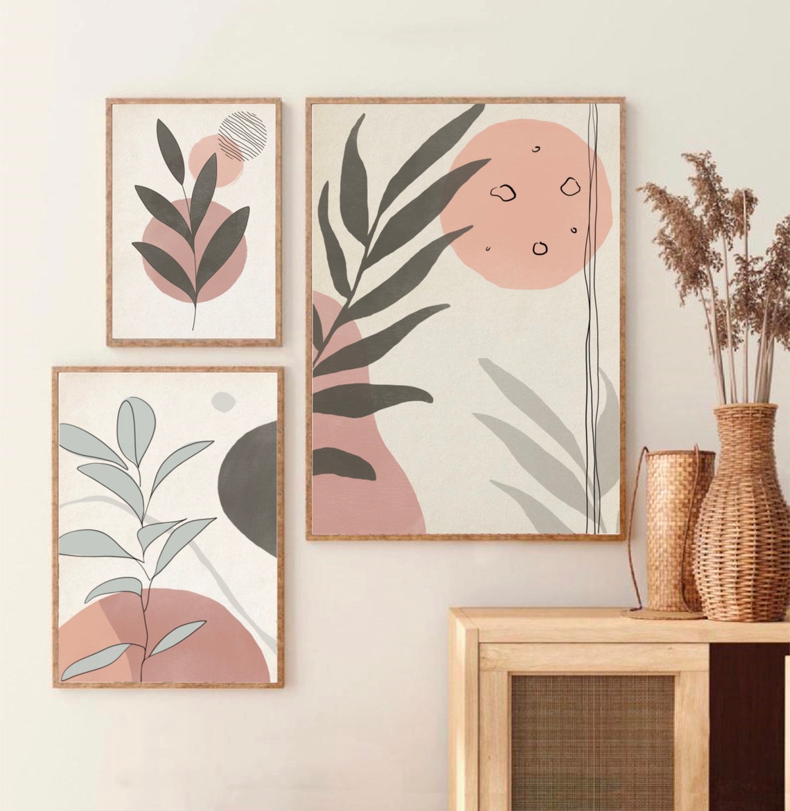 Neutral Boho Wall Art Plant Illustration Modern Botanical | Etsy