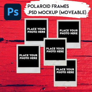 5 Polaroid Frame MockUp V1 Digital Mockup for Website | Adobe Photoshop PSD+Smart Poster Mockup