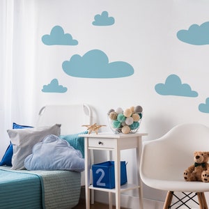 Sky kids room decor ~ Baby boy cloud wall decals ~ Blue nursery wall stickers