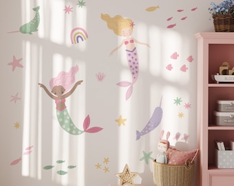 Stickers Muraux Conte De Fées – Princesse, Château, Fée – Autocollants Décoration Murale