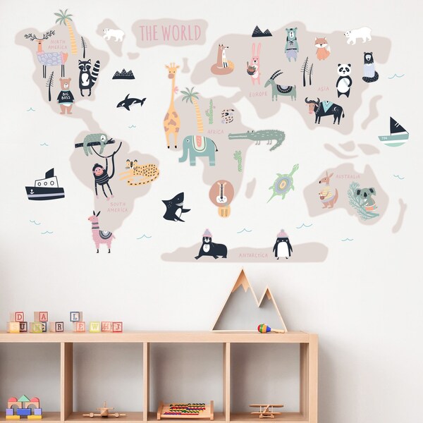 Safari Map Wall Decals Etsy