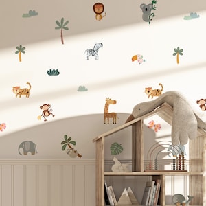 Cute jungle animals wall decals for nursery ~ Safari wall stickers ~ Kawaii animals stickers for playroom ~ Gift for kids