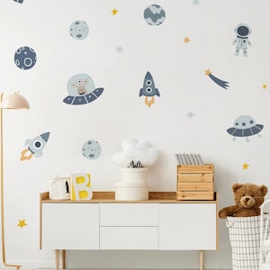 Naklejki Kosmiczne Do Pokoju Chłopięcego, Naklejka Ścienna Astronauta, Naklejki Ścienne Do Pokoju Zabaw, Naklejka Ścienna Planety, Naklejka Ścienna Statek Kosmiczny, Sypialnia W Tematyce Obcych
