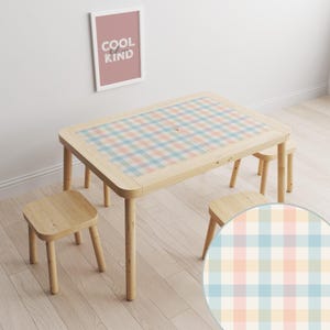 Minimalist gingham IKEA Flisat table sticker perfect for kids homeschooling decor