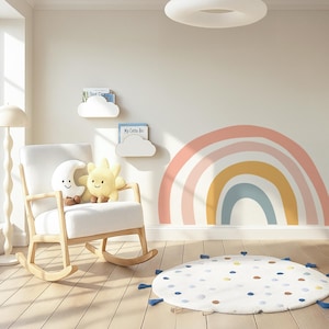 Regenboog muur sticker, muur sticker meisjes kamer, boho muur sticker, grote regenboog sticker, stoffen muur sticker, regenboog decoratie babykamer, kinderkamer