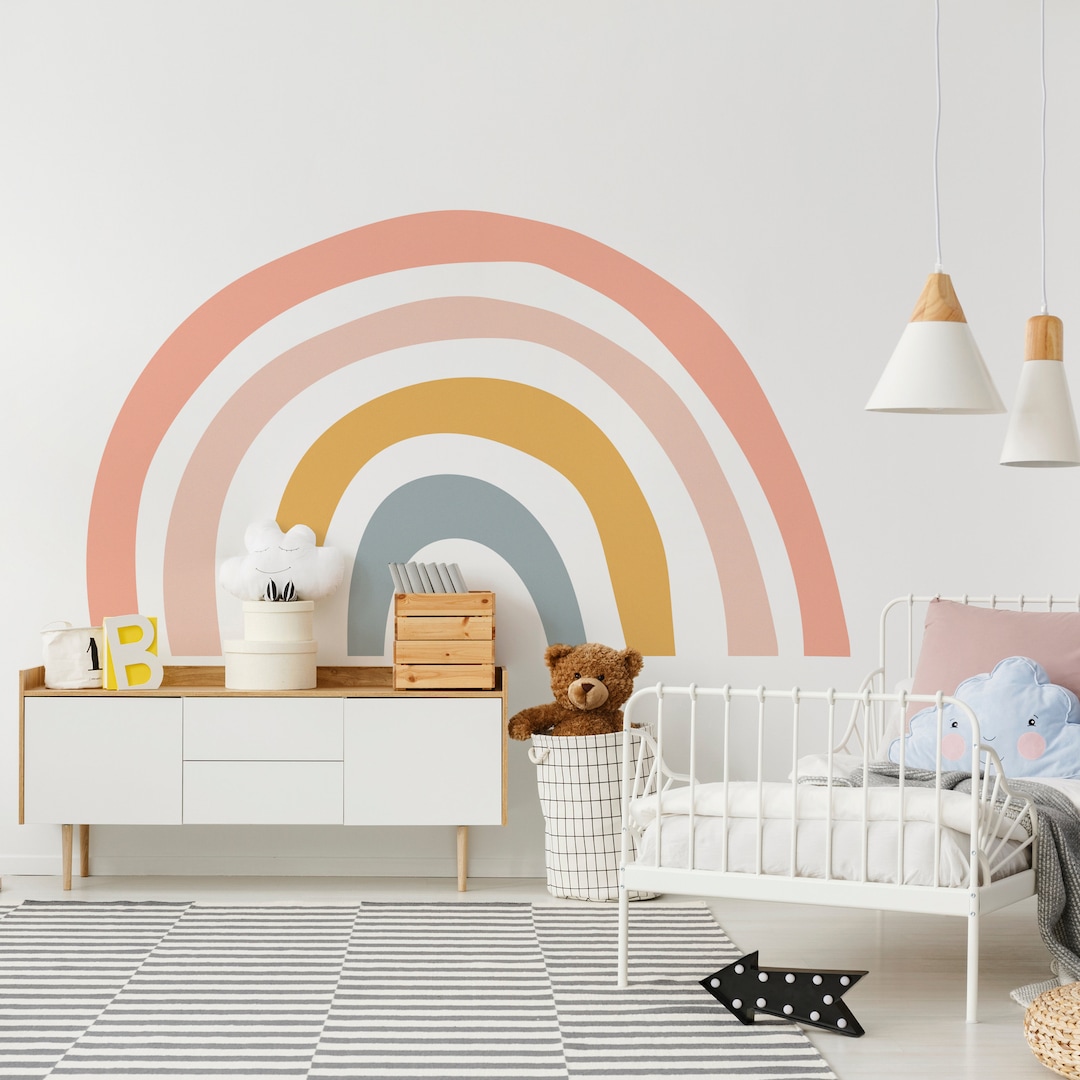 Rainbow Wall Decal, Girls Room Wall Decal, Boho Wall Sticker, Large ...