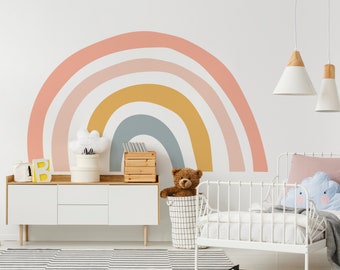 Rainbow Wall Decal, Boho Wall Sticker, Large Rainbow Decal, Fabric Wall Decal, Girls Wall Sticker, Rainbow Baby Nursery Decor, Kids Room