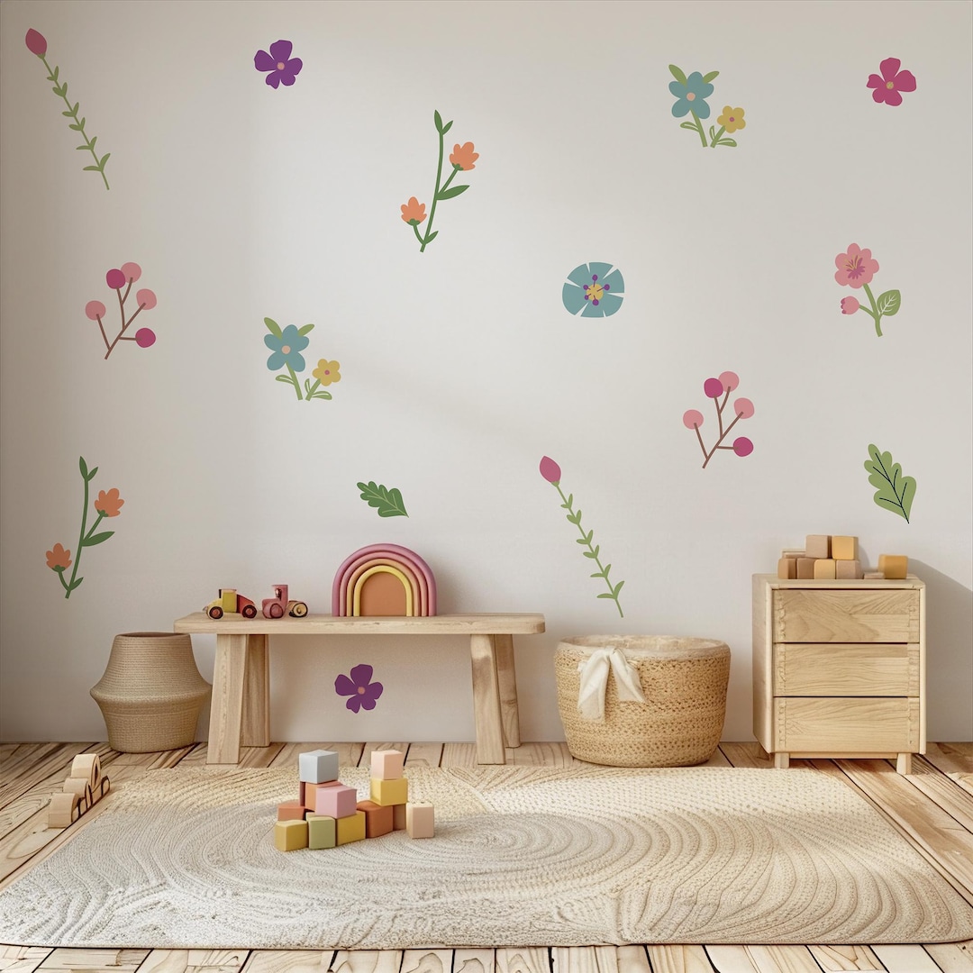 Bright Flowers Wall Decals Girls Room Decor Girly Nursery Decor bright-flowers-wall-decals-girls-room-decor-girly-nursery-decor