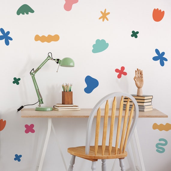 Colorful Wall Decals For Kids, Abstract Shapes Wall Stickers, Kids Room Decor, Mixed Shapes Wall Sticker, Playroom Decal, Removable Stickers
