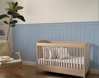 Beadboard Wall Panel Decal, Blue Wall Stickers, Peel And Stick Wainscoting, Fabric Wall Paneling, Modern Nursery Decor ~ 4 colors available
