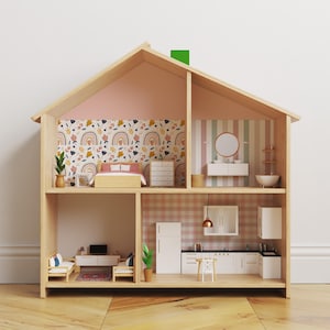 Rainbow Flisat Dollhouse Decals, IKEA Flisat Dollhouse Wallpapers, IKEA Playhouse Stickers, Girly Doll House Decals, IKEA Furniture Decor