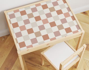 Checkers Latt Table Sticker, Checkerboard Decal, IKEA Furniture Makeover, Vinyl Table Sticker, Modern Playroom Decor, Minimalist Toy Room