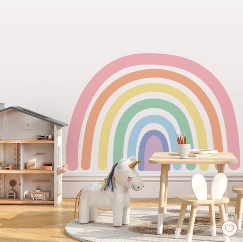 Cute Rainbow Wall Stickers for Kids Playroom, Removable Wall Decals for