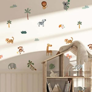 Safari Nursery Decor, Jungle Animals Wall Decals, Giraffe Wall Sticker, Wildlife Wall Decor, Toddler Room Decor, Kids Playroom Wall Decal