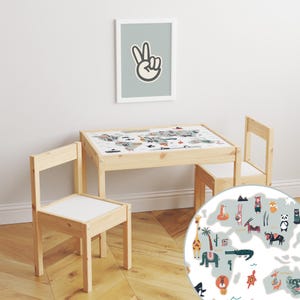 Weltkarte Latt Tischaufkleber, Tierkarte Aufkleber, Kindermöbeldekor, Montessori Raumdekor, Lerntischaufkleber, Lerntischdekor