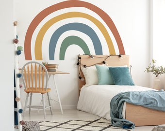 Large Rainbow Wall Decal, Earthy Wall Sticker, Neutral Nursery Decor, Playroom Wall Decal, Cute Kids Room Decals, Rainbow Baby Decor