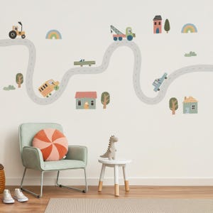 Stickers muraux grande carte routière, Stickers muraux route de la ville, décoration de salle de jeux pour garçons, décoration murale de chambre Montessori, décoration sympa de chambre de jouets, cadeau pour chambre de bambin