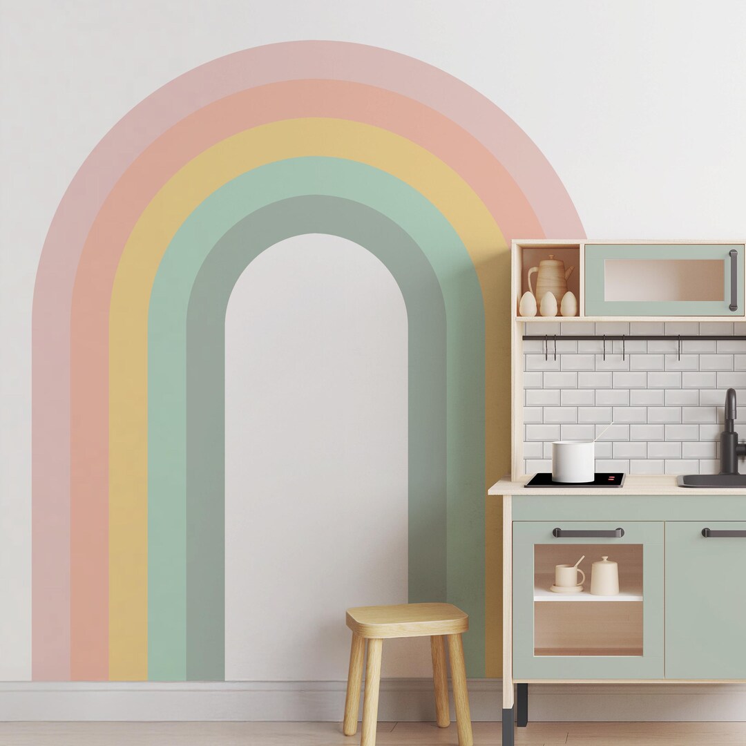 Rainbow Arch Sage Sunrise Wall Decal, Arch Wall Decal, Boho Wall Decal ...