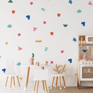 Colorful Wall Decals For Kids, Abstract Shapes Wall Stickers, Kids Room Decor, Mixed Shapes Wall Sticker, Playroom Decal, Removable Stickers image 2