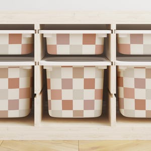 Trofast Decals, Ikea Trofast Stickers, Checkerboard Stickers, Baby Girl Nursery Storage, Toy Storage Decor, Kids Furniture Hack