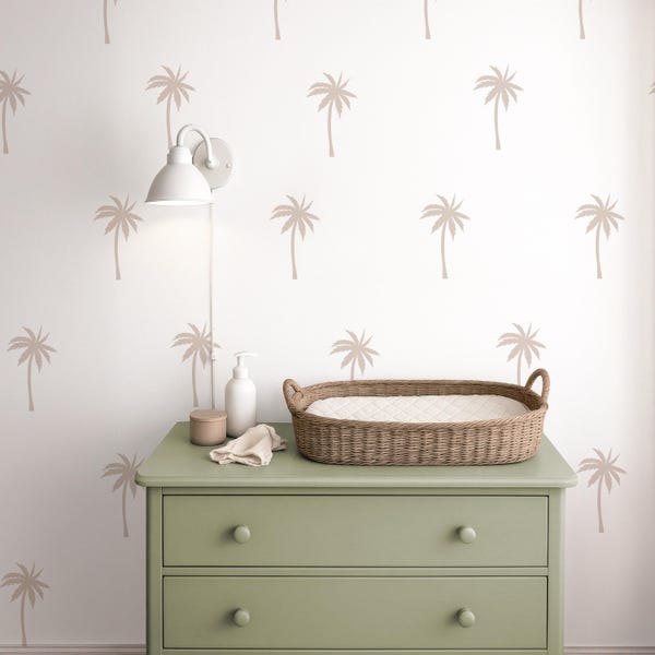 Wandtattoo Palme, Tropischer Wandaufkleber, Stoff-Wandtattoo, Strand Boho Aufkleber, Sommer-Wandtattoo, Botanischer Wandaufkleber, Surferzimmer
