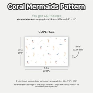 Lindas calcomanías de pared de sirenas para niñas ~ Calcomanías de pared bajo el mar para habitación infantil ~ Calcomanías de pared extraíbles para niñas ~ Idea de regalo para guardería infantil imagen 6