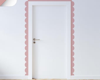 Scallop Decal For Doors Or Walls ~ Different Colors Option ~ Peel And Stick ~ Wavy Border Scallop Wallpaper ~ Boho Nursery Decoration
