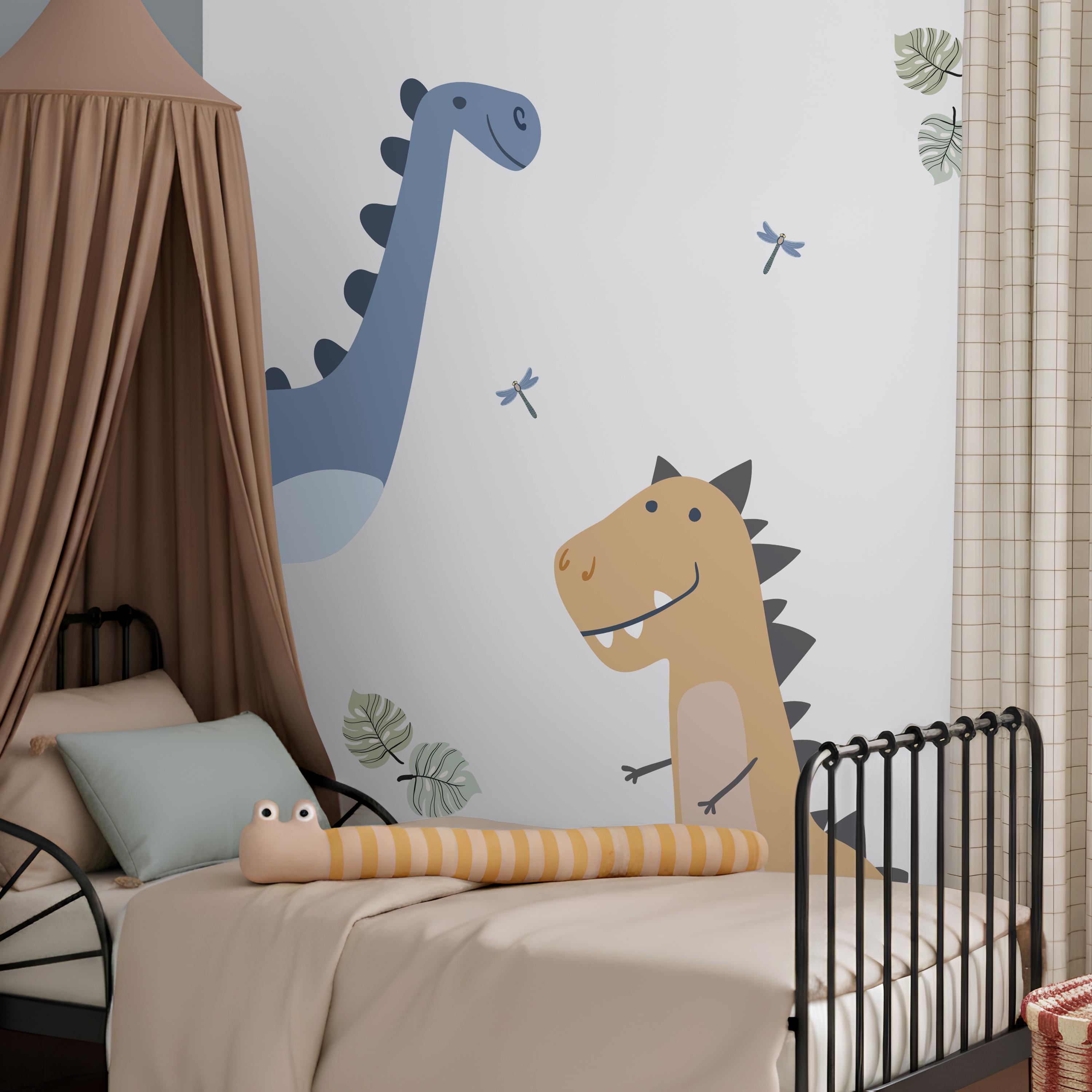 Adesivi Da Parete Grandi Con Dinosauri Tropicali – 2 Fogli 30x100 Cm, Decorazione Cameretta Bambini