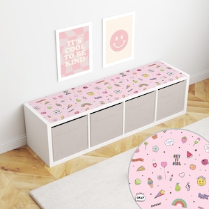 Calcomanía Kallax rosa para estante, decoración para habitación de niña, almacenamiento de juguetes para niñas, decoración de muebles de IKEA, calcomanía Kallax para estante superior, accesorios Kallax