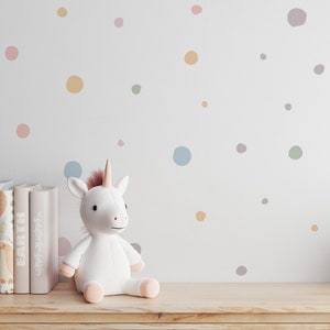 Pastel Polka Dots Wall Stickers ~ Fabric Peel And Stick Wall Decals ~ Cute Spotty Wall Decals For Kids Room ~ Toddler Room Stickers