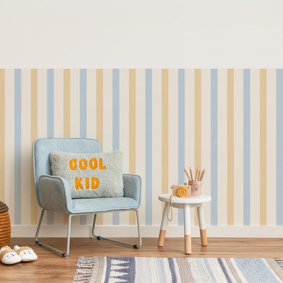 Mixed Stripes Wall Panels, Half Wall Decals, Stripes Beadboard Wall Panels, Stripes Nursery Decor, Playroom Kids Wall Art, Wall Panelling