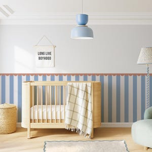 Striped Wall Panels, Half Wall Panels, Minimalist Modern Playroom Decor, Removable Wall Decal, Fabric Wall Stickers ~ 6 colors available