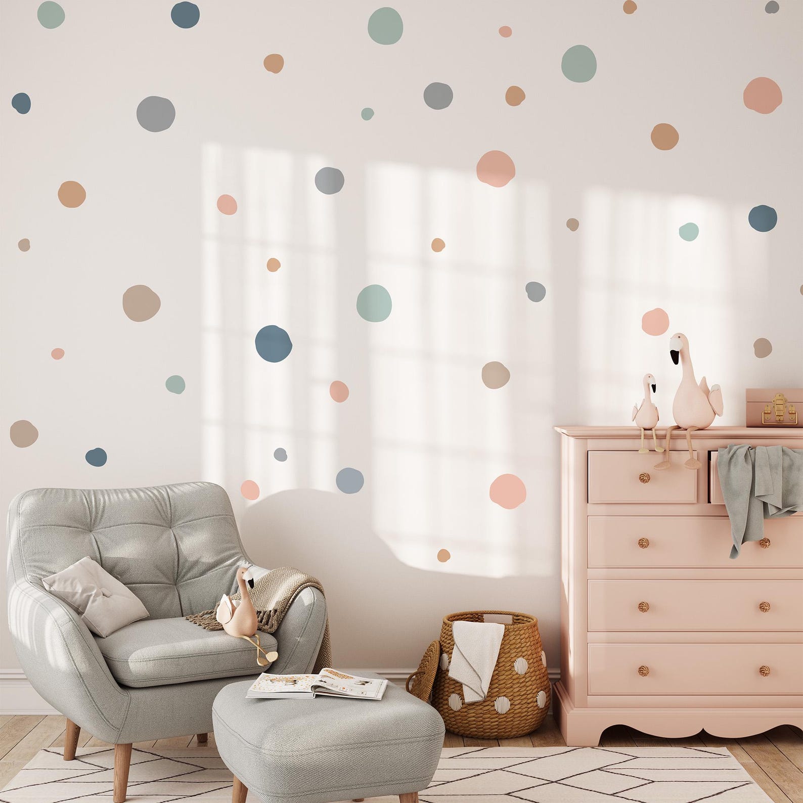 Nursery Wall Decals - Pastel Color Polka Dots Nursery Wall Sticker ...