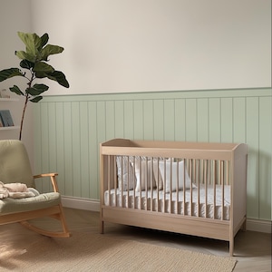 Beadboard Wall Panel Decal, Blue Wall Stickers, Peel And Stick Wainscoting, Fabric Wall Paneling, Modern Nursery Decor ~ 4 colors available Sage