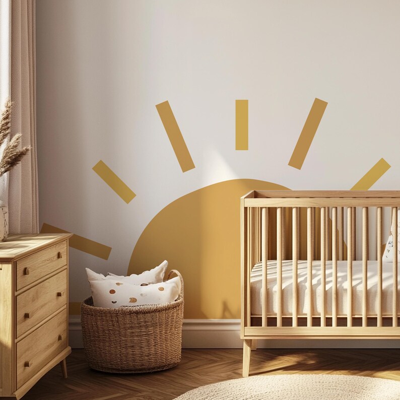 Sun Wall Decal, Sunshine Wall Decal, Half Sun Wall Stickers, Playroom ...