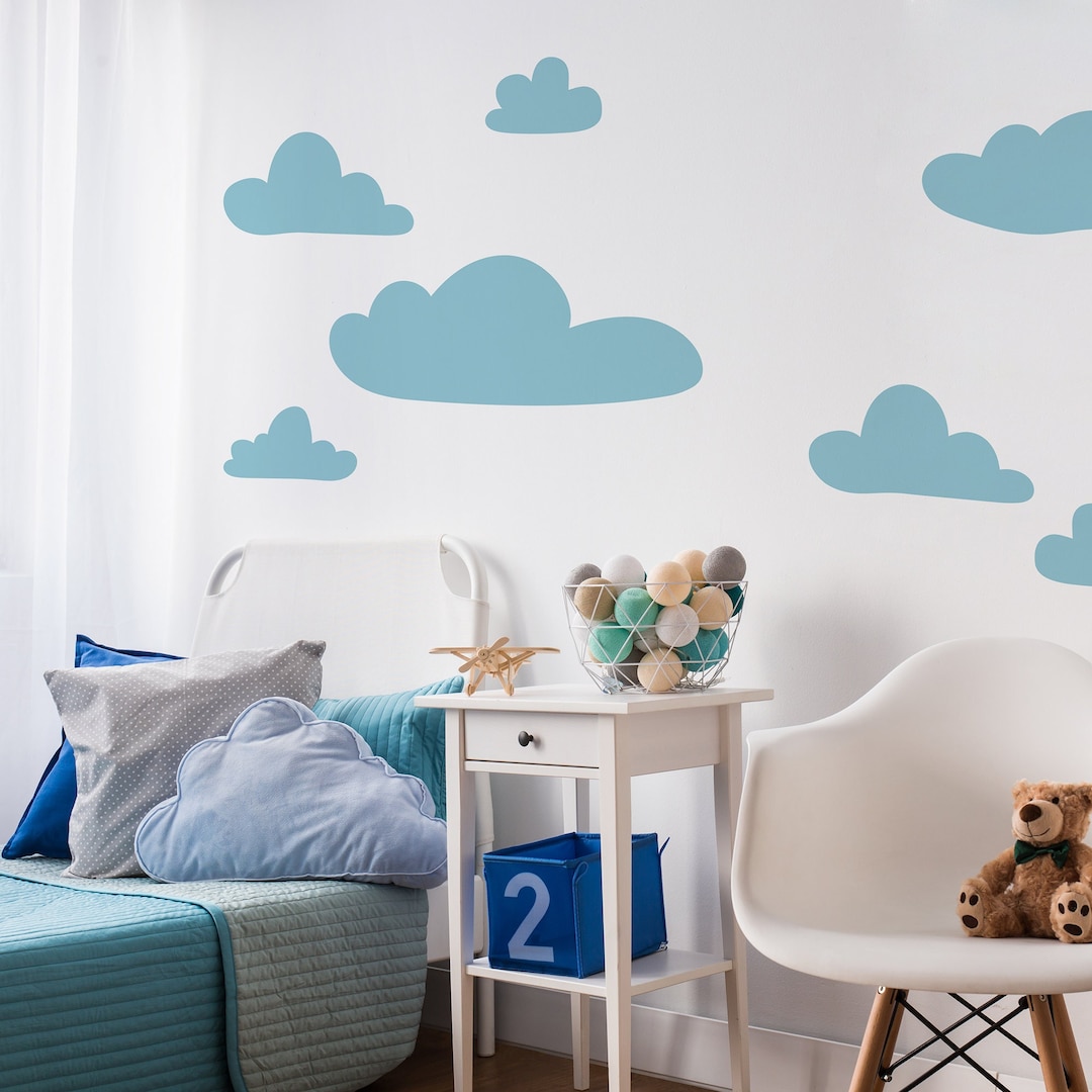 Sky Kids Room Decor Baby Boy Cloud Wall Decals Blue Nursery Wall