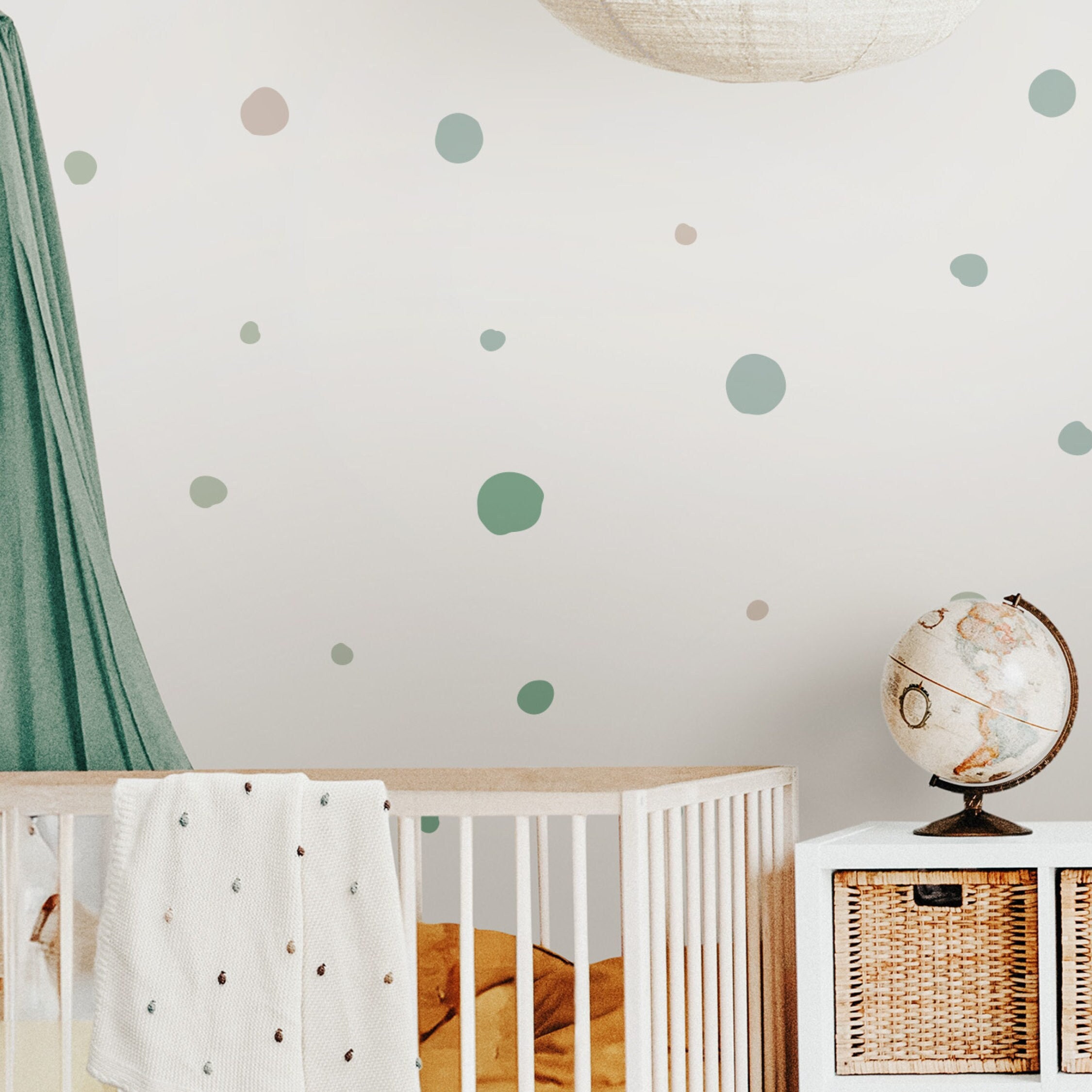 Polka Dots Wall Decals, Green Wall Decals, Spotty Wall Stickers, Playroom Wall Decals, Neutral Nursery Decor, Kindergarten Wall Decals, Toy