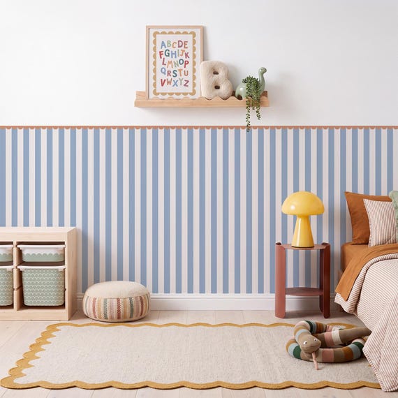 Stripe Wall Decal, Half Wall Decal, Kids Wall Decal Stripes, Nursery Wall Stickers, Minimalist Modern Playroom Decor ~ 6 colors available