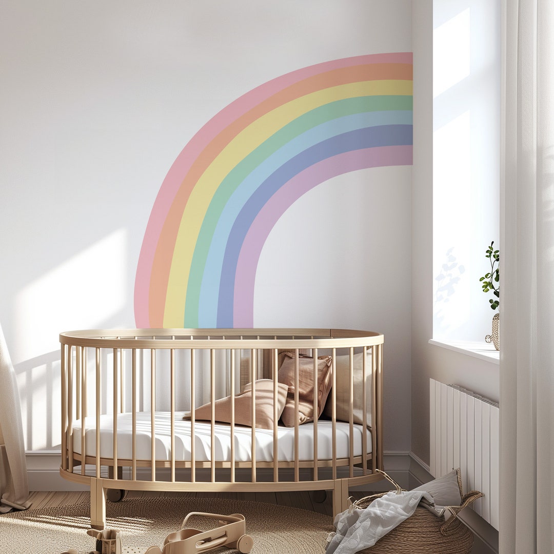 Half Rainbow Wall Decal, Nursery Wall Sticker, Colorful Wall Decal ...