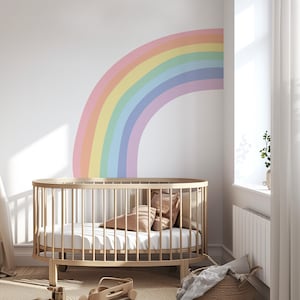 Muursticker halve regenboog, muursticker kinderkamer, kleurrijke muursticker, verwijderbare muursticker, stoffen muursticker, decoratie boven de wieg
