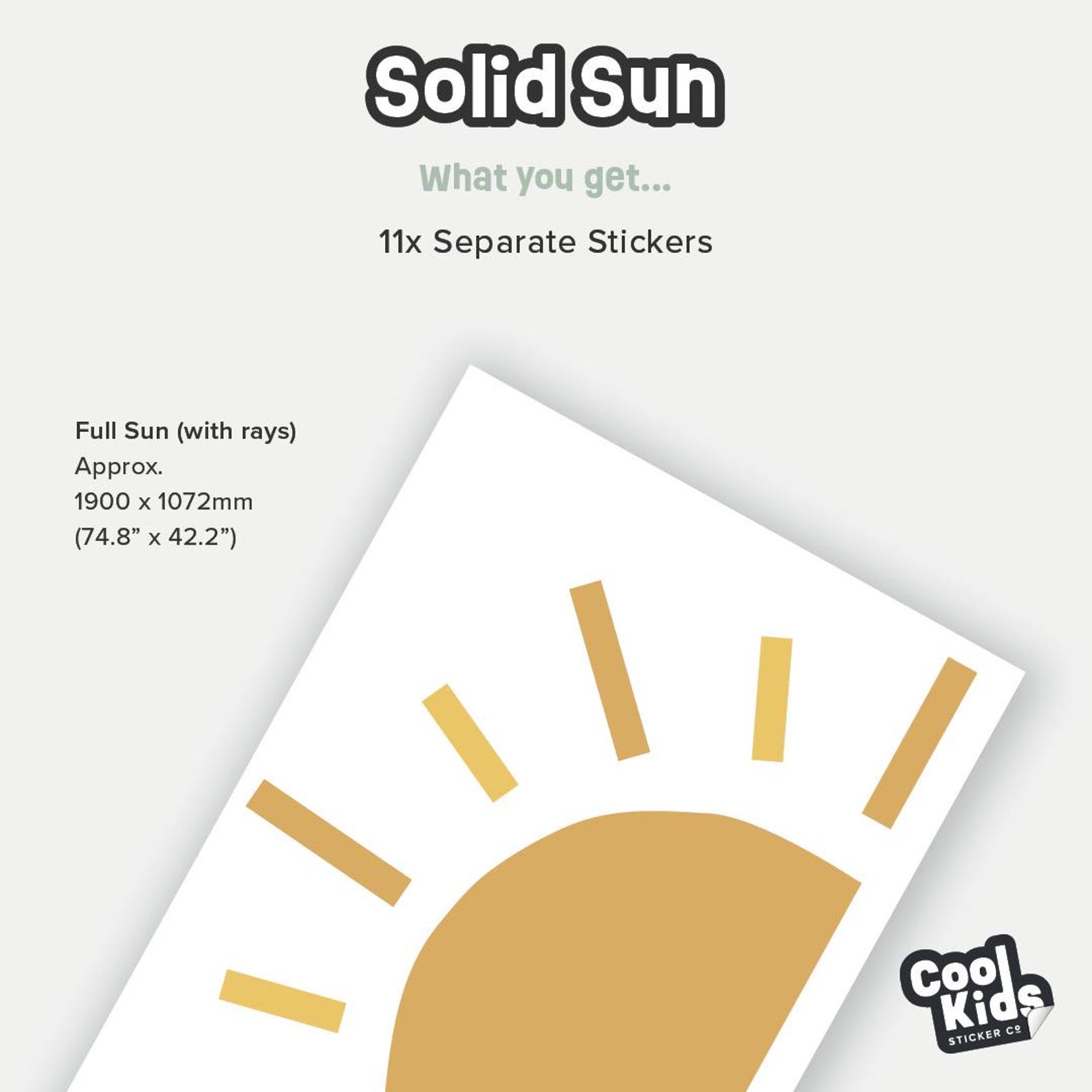 Sun Wall Decal, Sunshine Wall Decal, Half Sun Wall Stickers, Playroom ...